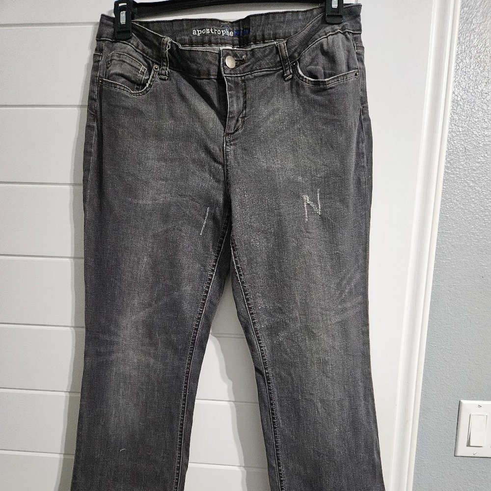 Apostrophe Premium Women's Size 14 Black Distressed Jeans